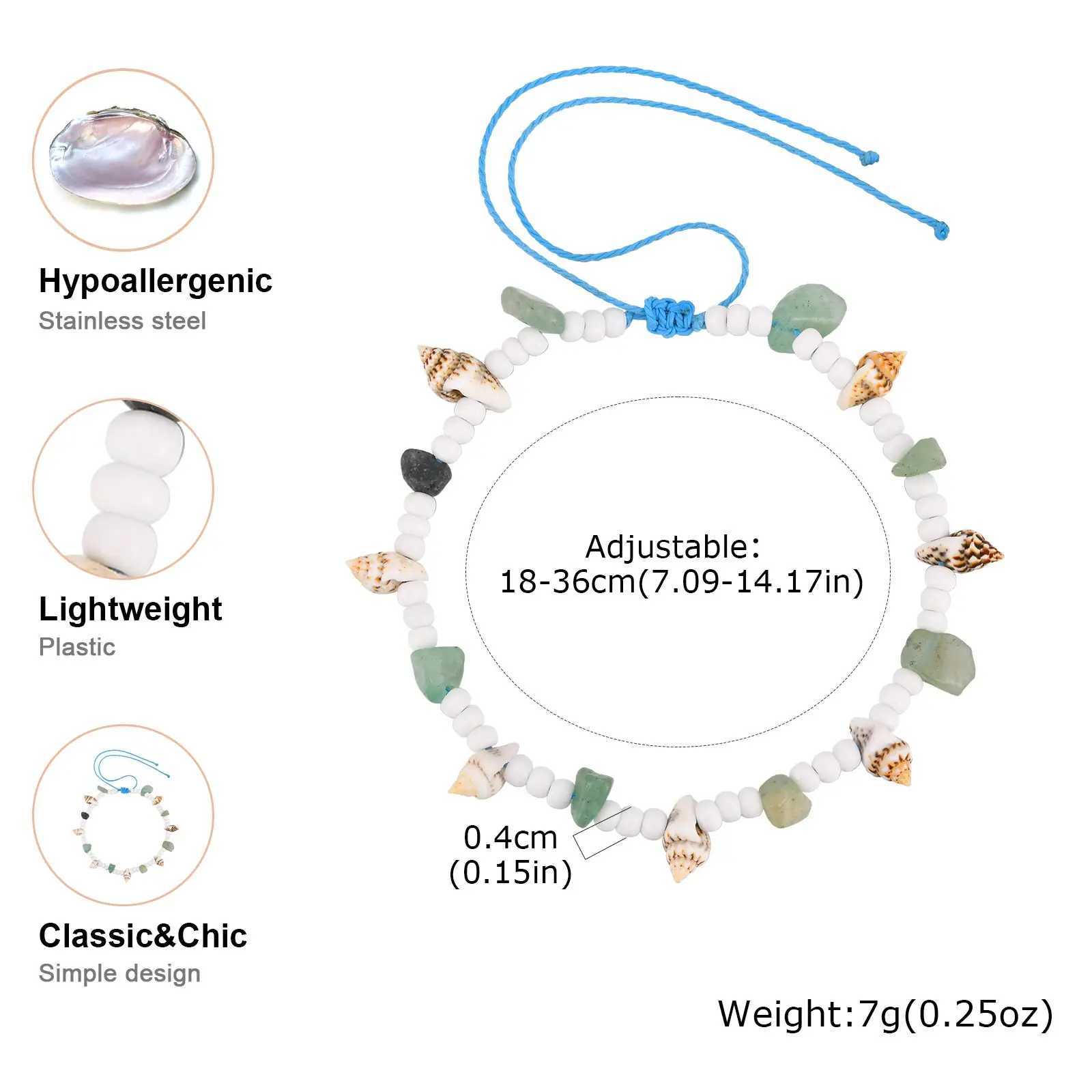 Weaven Adjustable Conch Anklets For Women New Trend Creative Beaded Ankle Bracelet Boho Summer Beach Foot Jewelry Accessories W250604