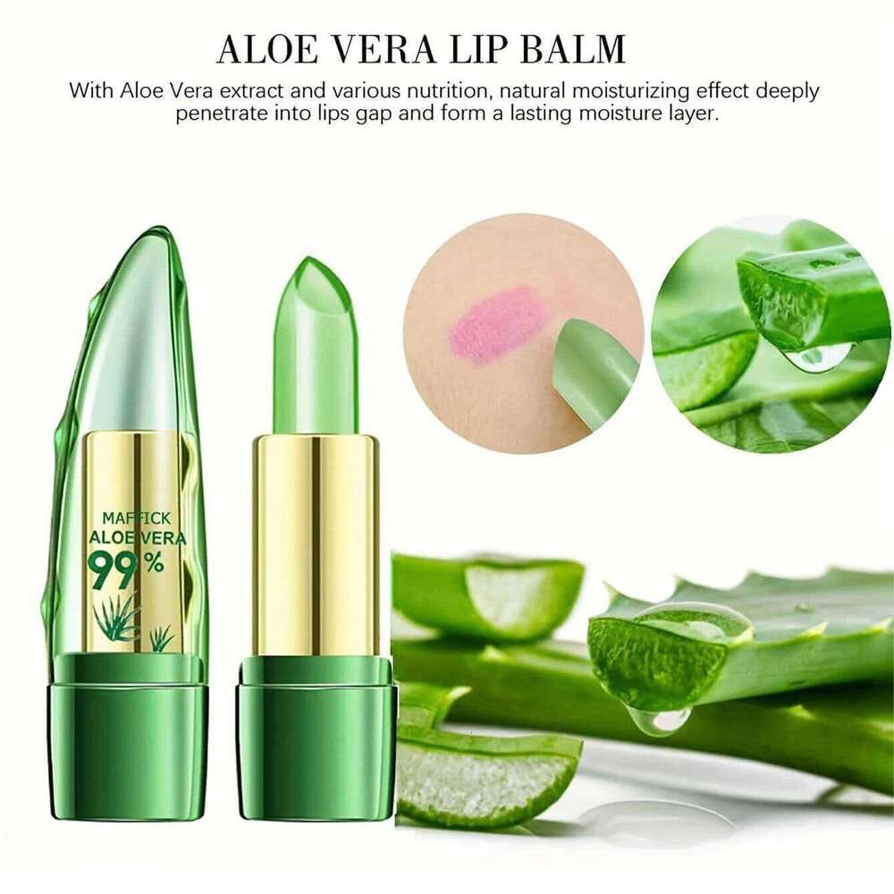 free shipping 1PC Moisturizing Aloe Vera Lipstick Discoloration Nutritious Plumper Balm Magic Cosmetic Makeup Lip Beauty Care