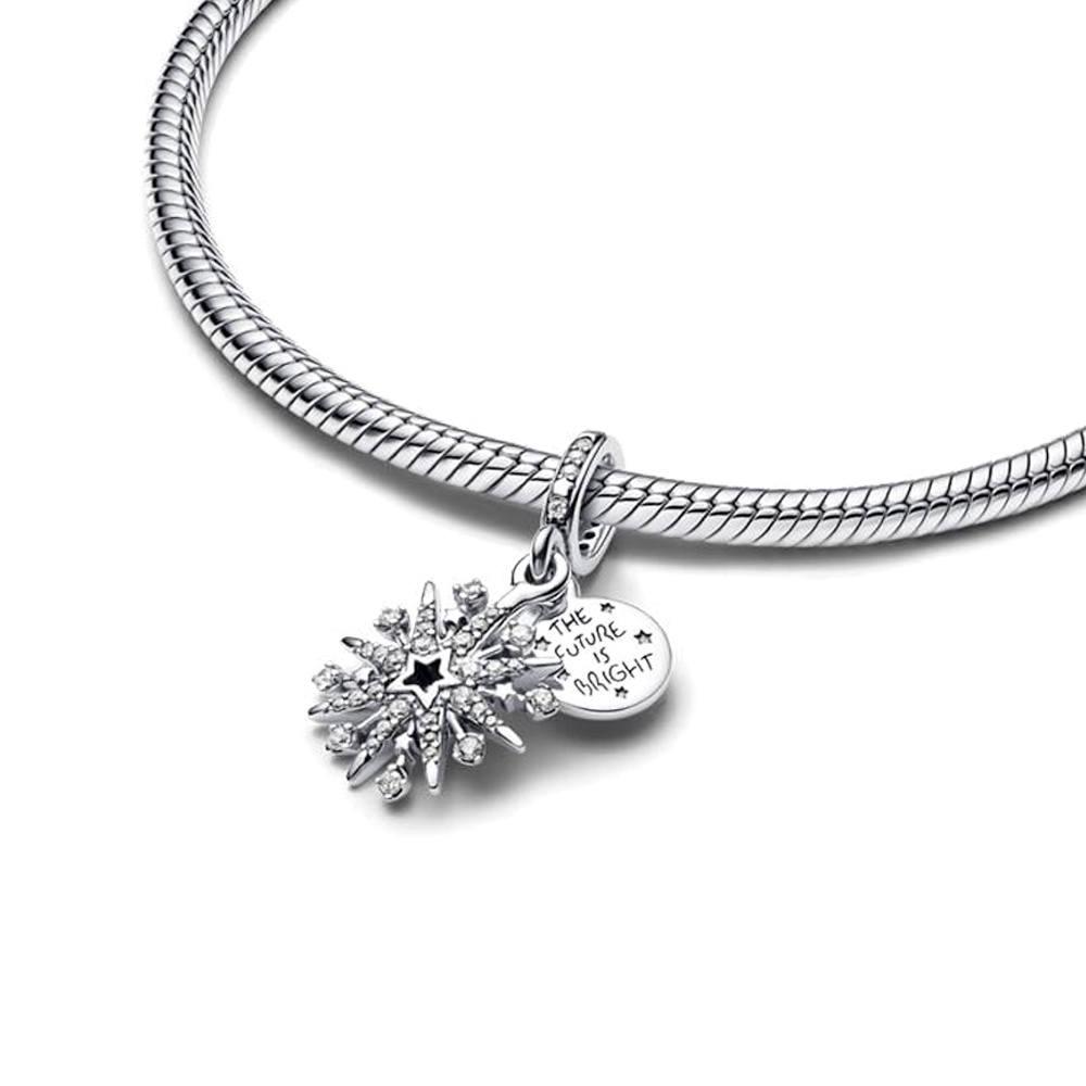 FewDook New Arrival Snowflake Headband Dangle Charm Fit Original Pan Bracelet Greek Flag Heart Beads DIY Women High Quality Jewelry Gift Accessories