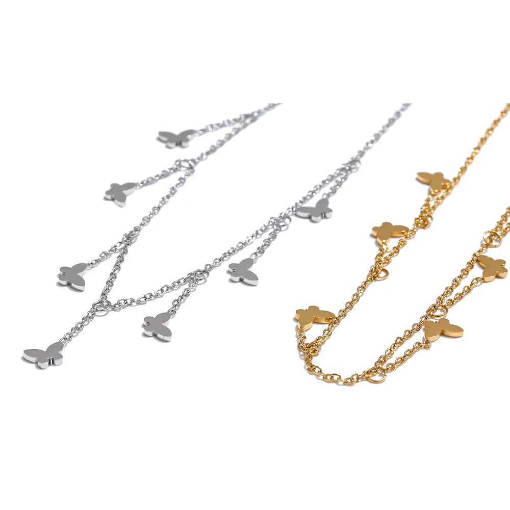 Yhpup Trendy Stainless Steel Butterfly Chain Drop Foot Anklet for Women 18K PVD Plated Summer Beach Charm Jewelry Accessories W250604