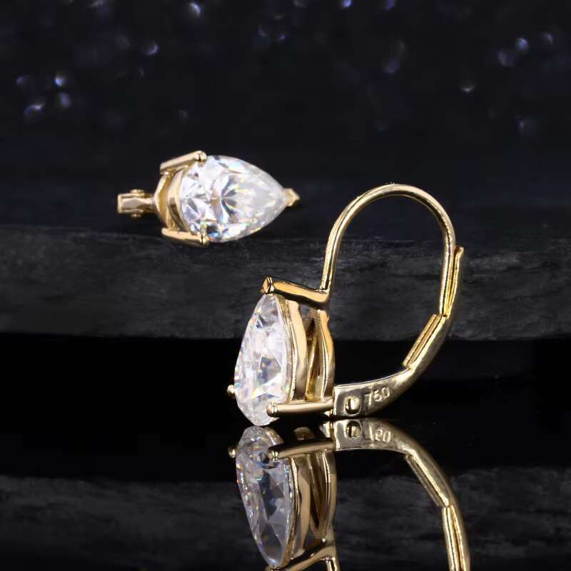 14k 18k Solid Gold with 5x8mm Pear Def Vvs Loose Moissanite Diamond Earrings on Sale