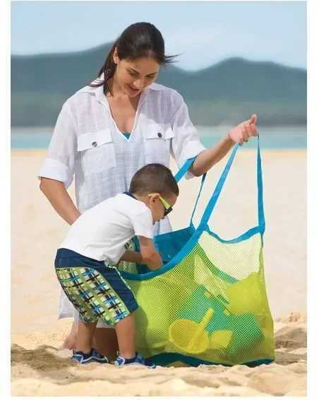 Portable Beach Bag Foldable Mesh Swimming Bag For Children Beach Toy Baskets Storage Bag Kids Outdoor Swimming Waterproof Bags W250603