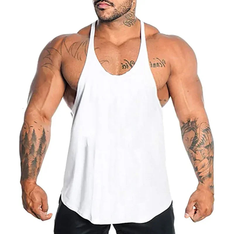 Running Vests Men Sleeveless Sweatshirt Gym Singlets Suspenders Tank Top for Fitness Bodybuilding Shirt Muscle Stringer Clothing 250604