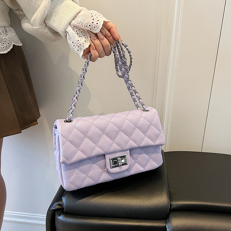 Designer 2025 New Fashionable Shoulder Bag Small Fragrant Style Diamond Grid Chain Shoulder Crossbody Bag European And American Classic Buckle Women&#