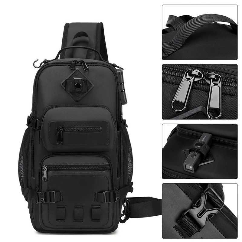 Mens Tactical Chest Bag Multifunctional Sling Backpack Outdoor Hiking Climbing Trekking Rig Pouch Casual Messenger Fanny Pack W250603
