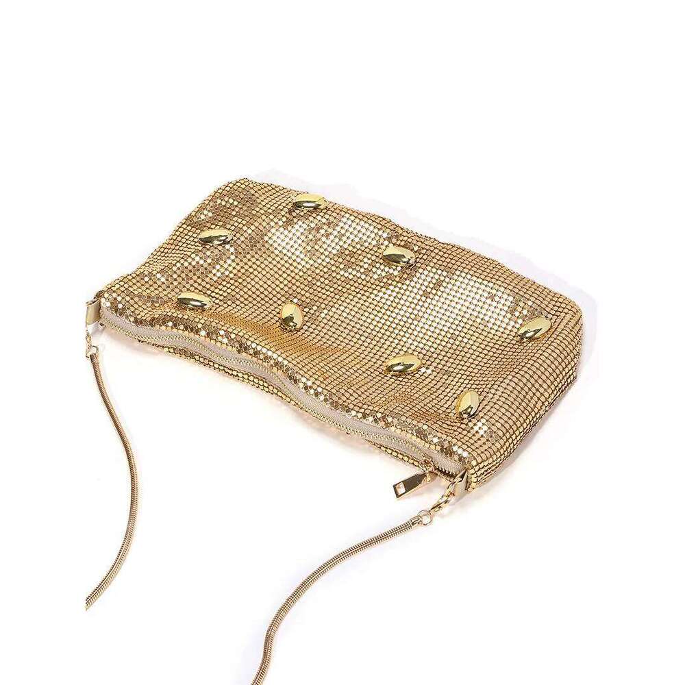 Gold Shiny Rhinestone Dinner Bag New Party Wedding Purses 2025 Full-Dia Ladies Handbag Designer Sparkly Evening Bags