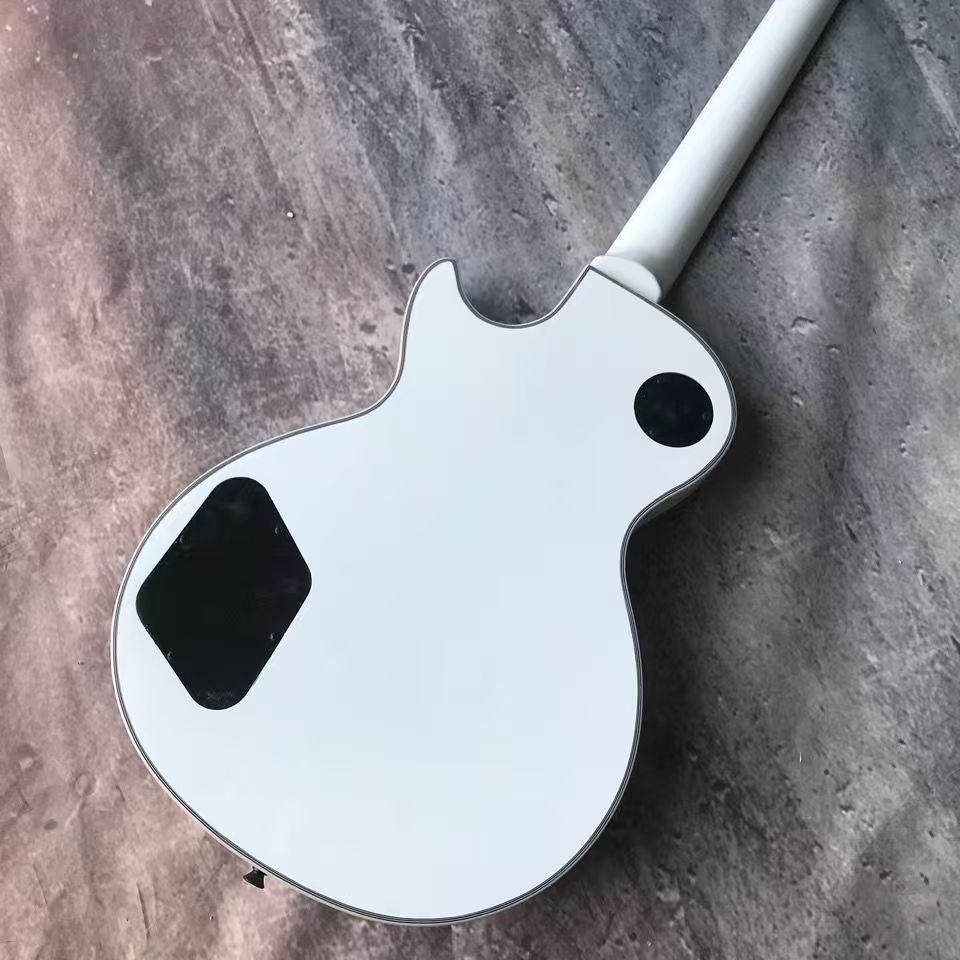Three-Pickup Solid Body White Electric Guitar Available for Personalization