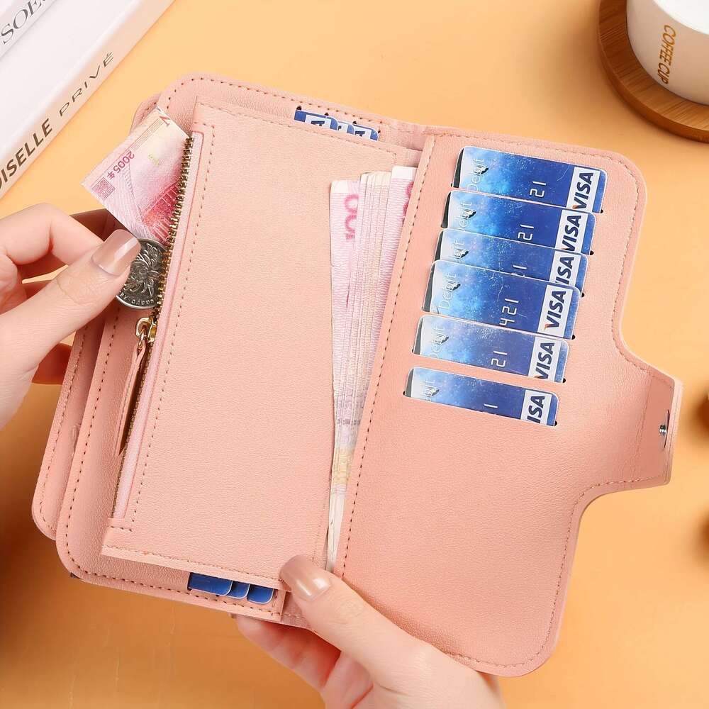 New Long Women's Wallet Clasp, Soft Coin Purse with Card Slots and Phone Holder, Trendy Handheld Design