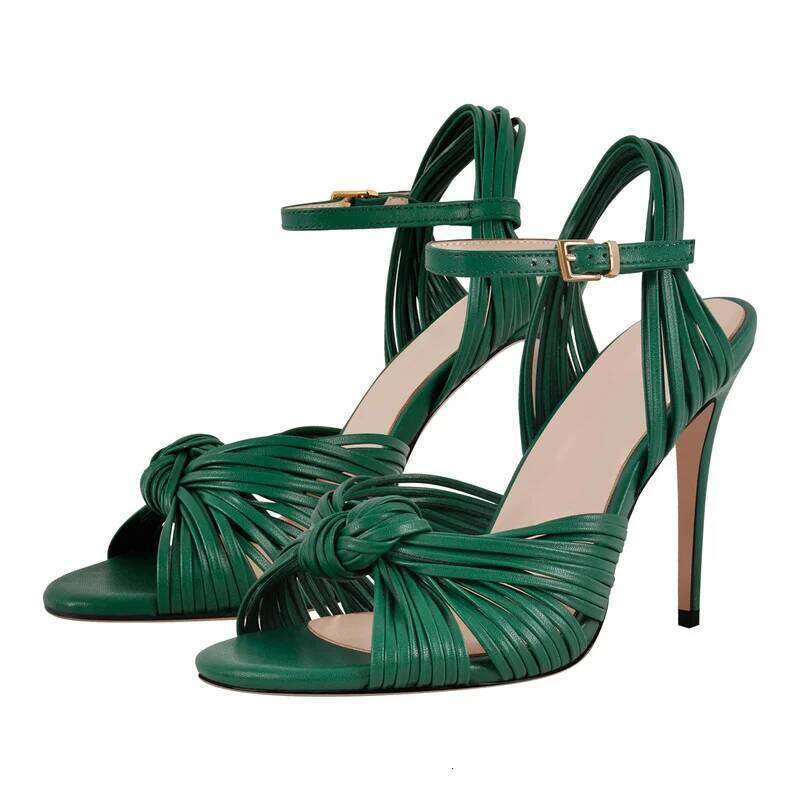 Onlymaker Peep 10cm Thin High Heels Green SandalsShoes Open Toe Big Size Stiletto Party Dress Sandals