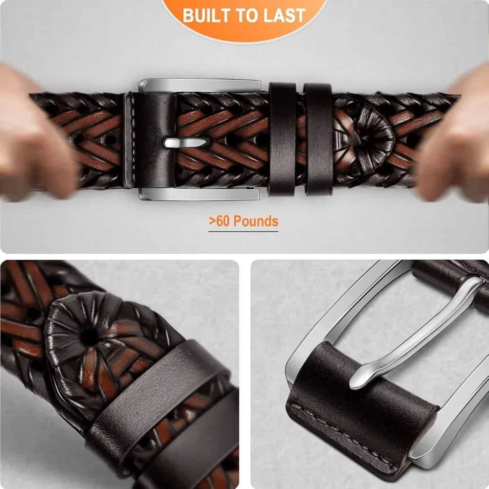 Belts Leather Woven Braided Belts for Gift Men Casual Jeans Golf W250604
