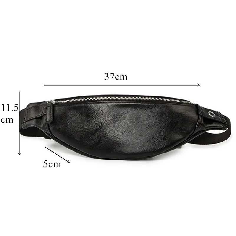 Fashion Pu Leather Waist Bag Men Fanny Pack Casual Adjustable Belt Bag Male Heuptas Bum Banana Bag Banana Sa W250604