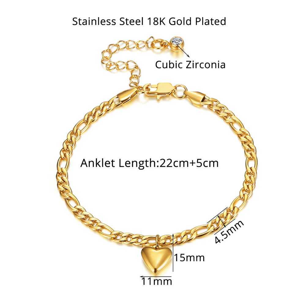 Anklets For Women Gold Color Stainless Steel Figaro Link Ankle Bracelets Summer 2025 Womens Fashion Leg Chain Beach Foot Jewelry W250604