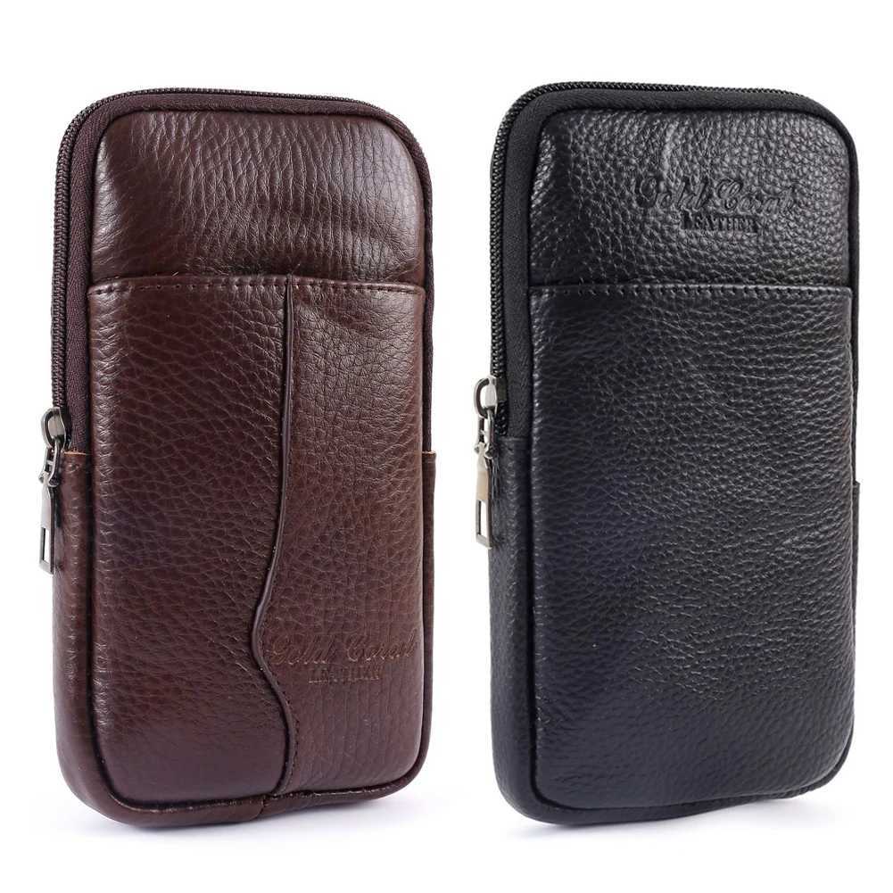Men Vintage Pure Color Cowhide Small Waist Packs Wallet Fashion Mobile Phone Bag Mini Fanny Pack Wallet Belt Pouch Coin Purse W250604