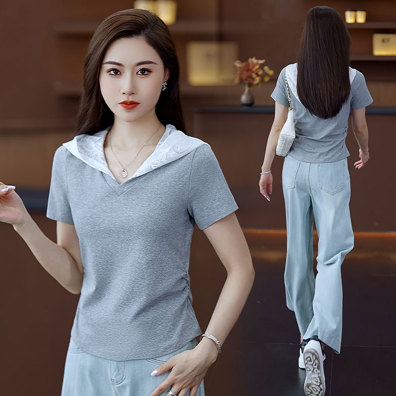 LUWD170 short-sleeved sweatshirt women's fashion casual sports jacket 2025 summer thin Korean version small