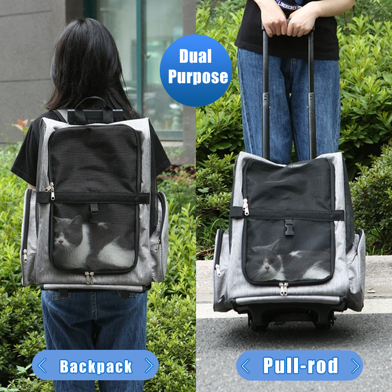 Pet trolley bag cat and dog travel bag cat trolley bagcat carrier bagdog backpack bag Two usage methods