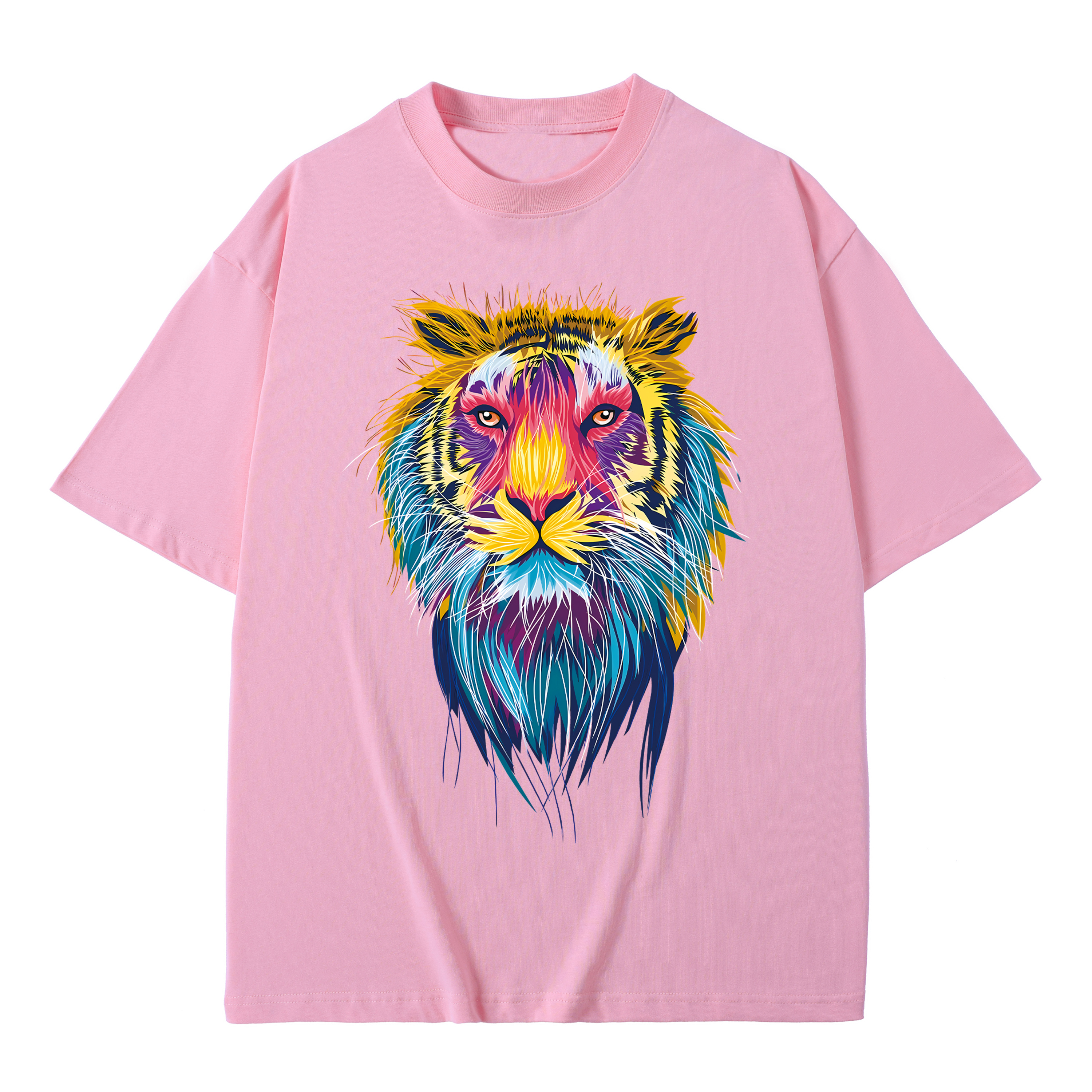 T-shirt men's top designer cotton T-shirt Colorful Tiger short sleeved clothing high-quality fashionable T-shirt BROADTRUE