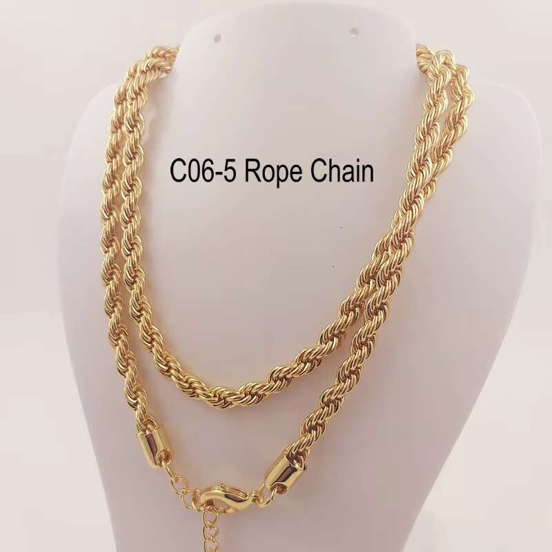 10mm 8mm 7mm 5mm Thick Rope Chain Gold Filled Necklace Chunky Hip Hop Jewelry PVD Gold Silver Plating Gift for Men Boy Kid Women