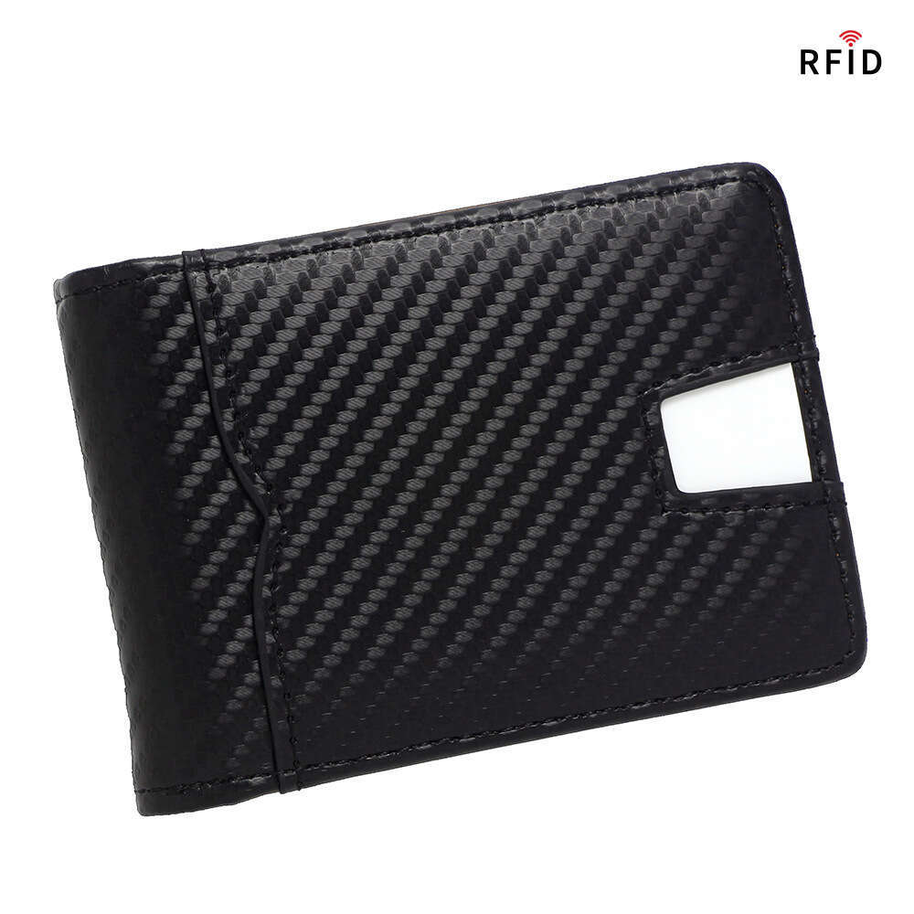 Men's Simple Short RFID Anti-theft Card Holder Coin Purse Woven Pattern 80% off Wallet