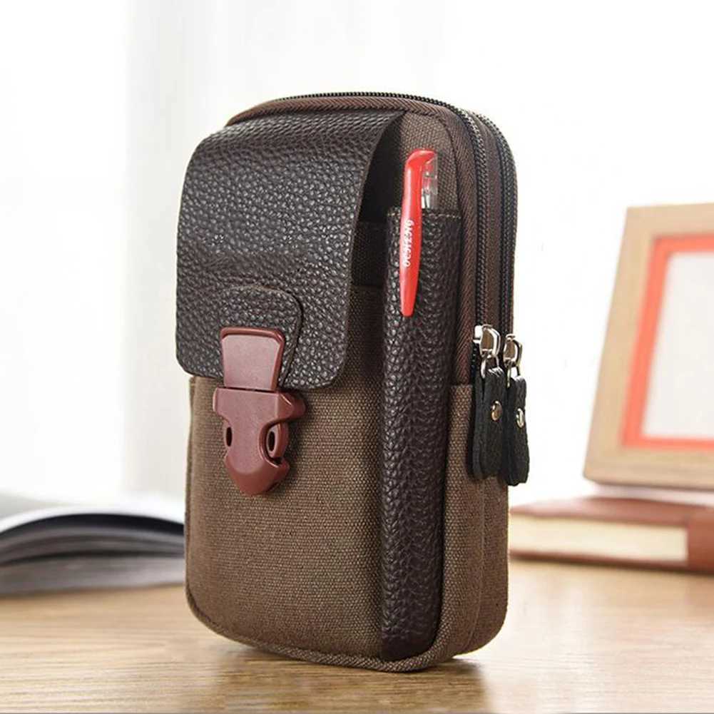 Men Business Waist Packs Canvas Casual Fanny Bum Bag Sports Mobile Phone Pouch Vintage Bags for Men Birthday Festival Gifts W250604