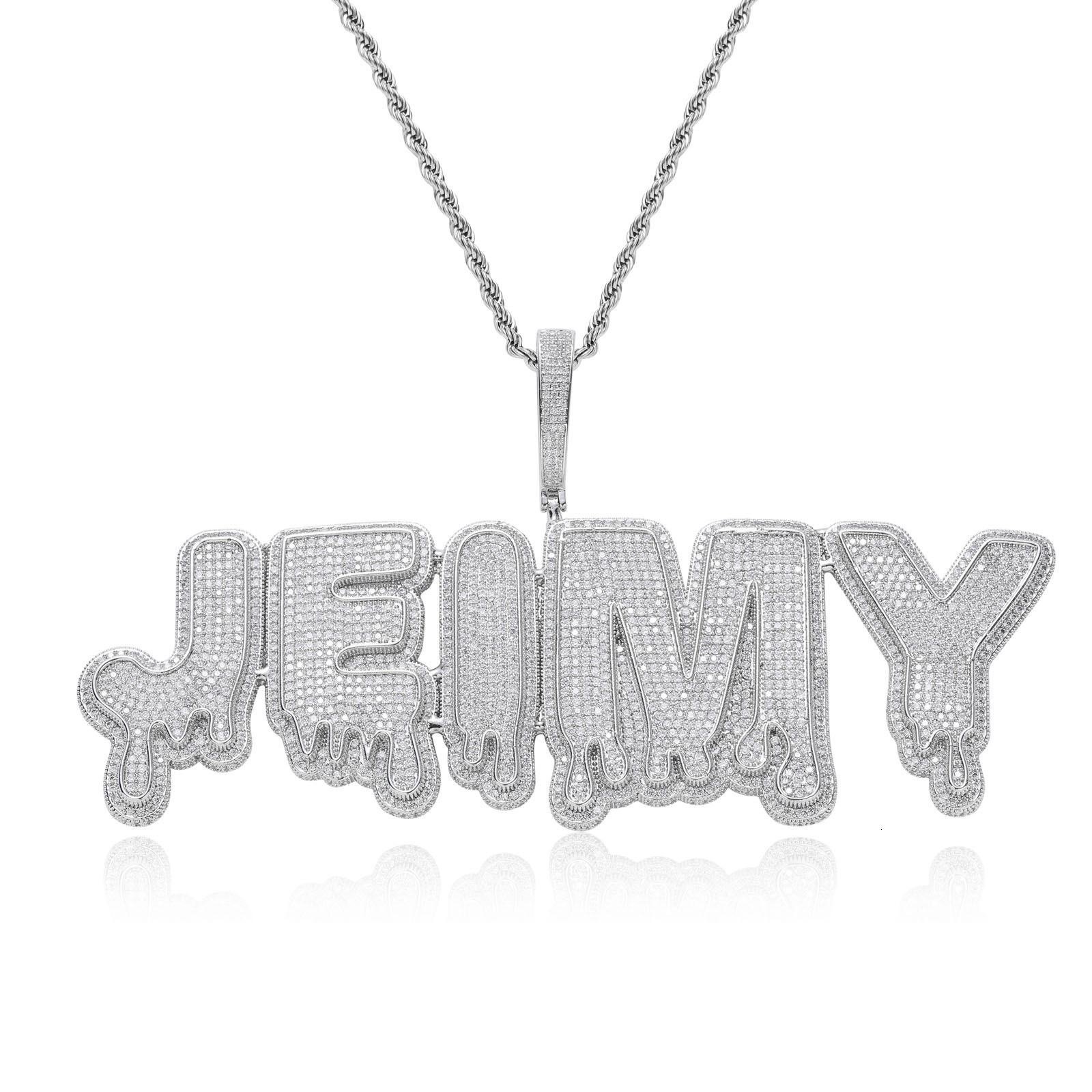 Hip Hop Splice English Letter Free Combination Name Large Droplet Pendant Private Customized Hip Hop Necklace