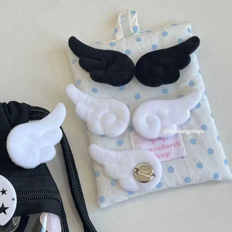 1 Pair Of Plush Angel Wings Brooch Bag Decoration Badge Y2K Style Gothic Lolita Plush Angel Wing Fluffy Brooch Bag Decoration W250604