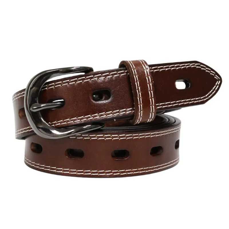 Belt for Women Simple Casual Versatile Hollow Leather Cowhide Belt W250604