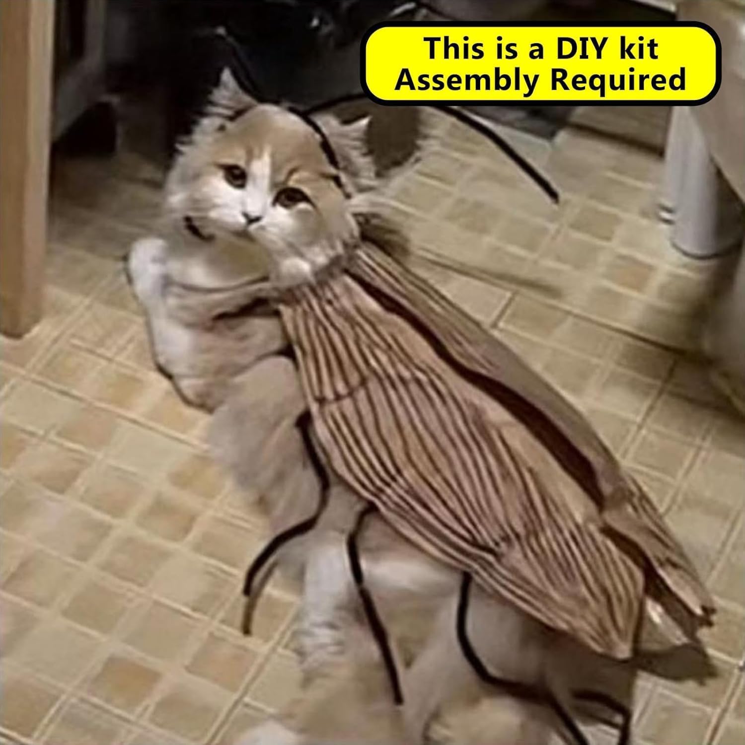 Cat Cockroach Clothing DIY Kit, Funny Cat Costume with Roach Wings and Antenna, Cockroach Kitten Pet Cape Craft Set, Cosplay Halloween Party Decoratio