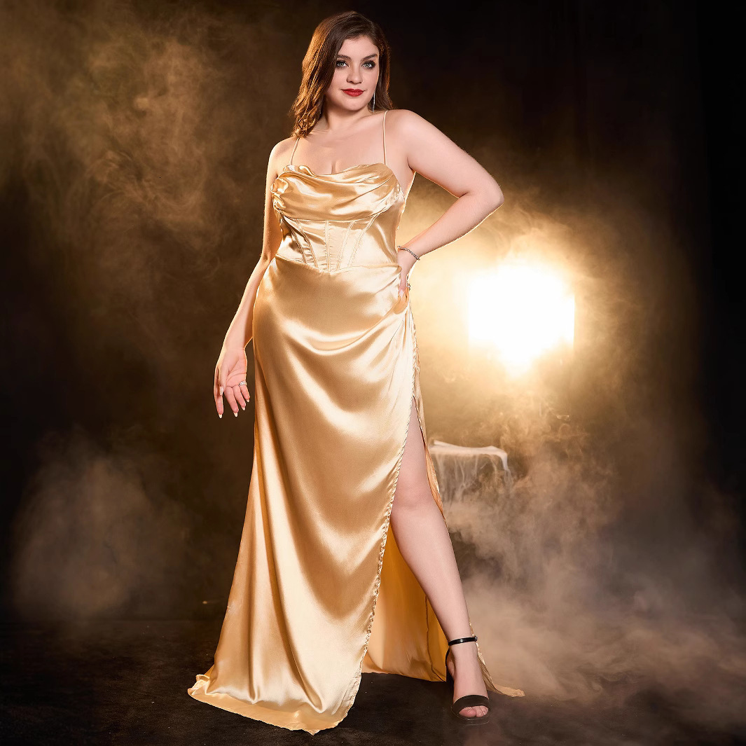 New Dress Sexy Banquet Gold Dress Ball Dress Large Womens Dress