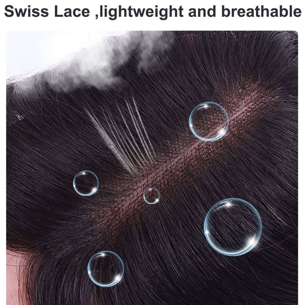 8x11cm Swiss Lace Hairnet Topper Virgin European Human Hair Extension Light Breathable Curtain Bangs Eight-character fringe