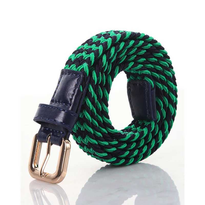 BOKADIAO Women Childrens Elastic Belt Pin Buckle Weave Stretch Canvas Belt Candy Colors Luxury Jeans Belts for Boys Girls Strap W250604