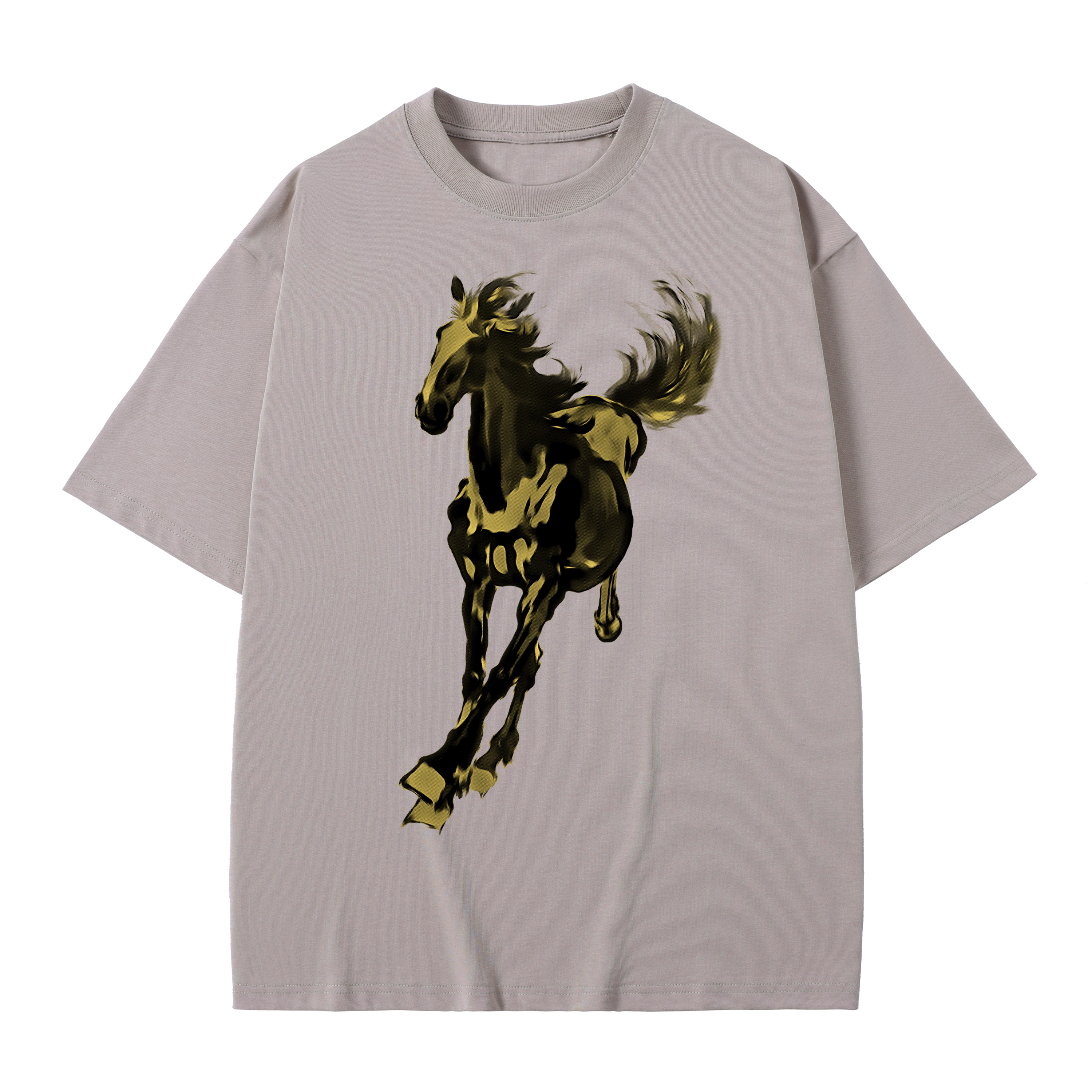 T-shirt men's top designer cotton T-shirt Silver the golden fine horse short sleeved clothing high-quality fashionable T-shirt BROADTRUE