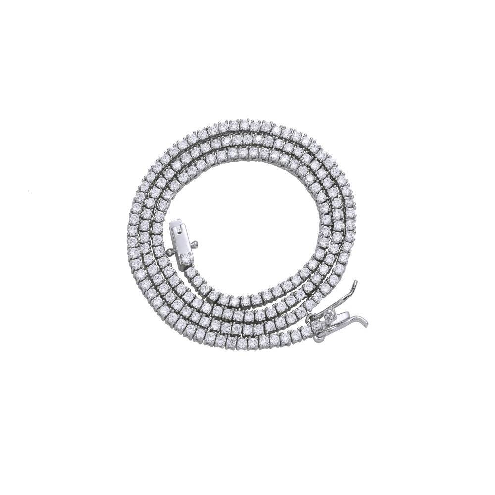 2mm Tennis Chain Necklace brass setting CZ Iced Out Cubic Zirconia BC210
