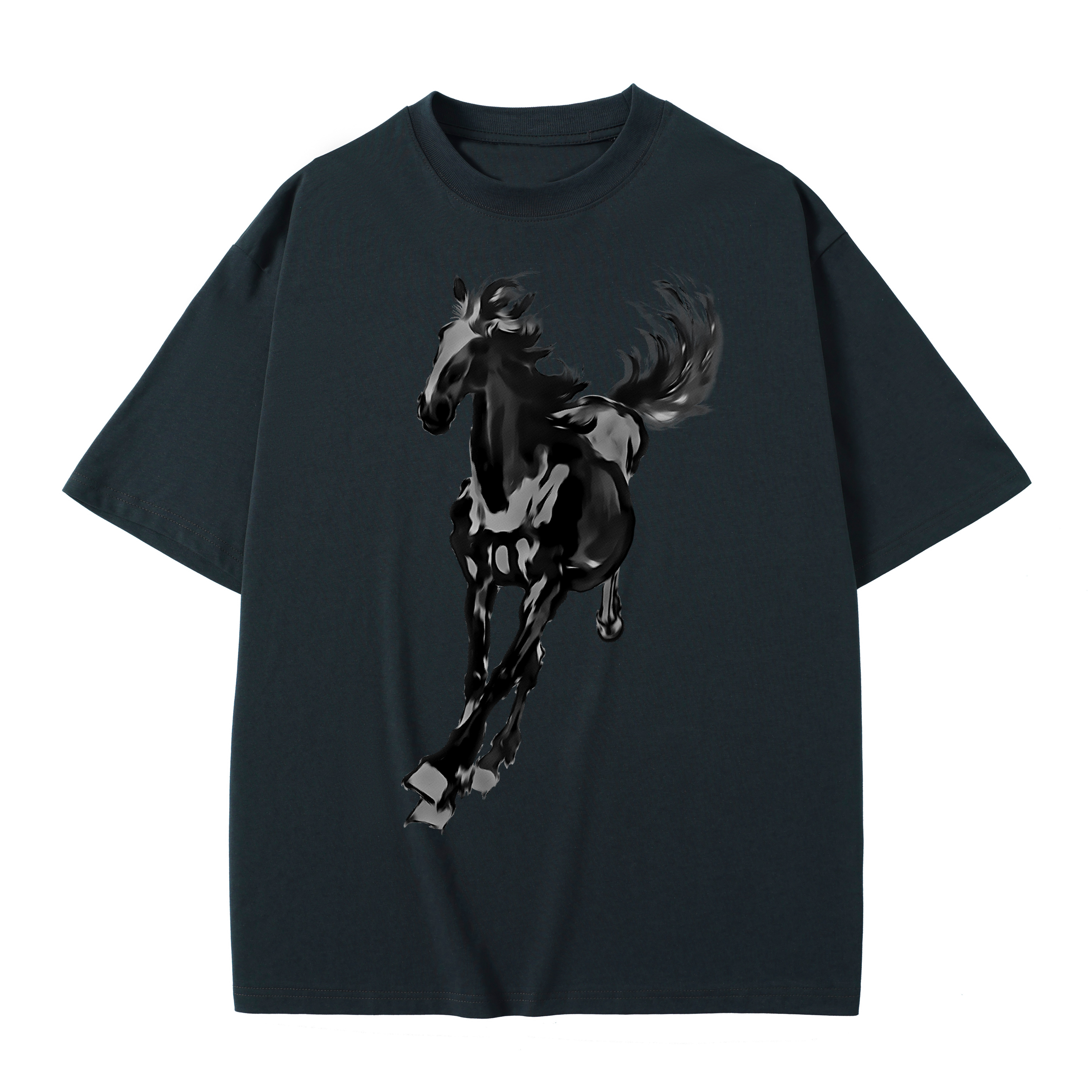 T-shirt men's top designer cotton T-shirt the silvery fine horse short sleeved clothing high-quality fashionable T-shirt BROADTRUE