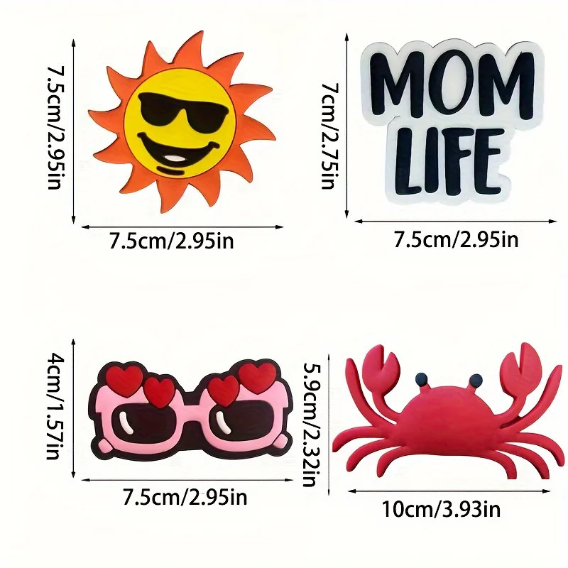 8pcs/set Cartoon Charm Inserts For Beach Bag Soft Accessories Beach Bag Tote Handbag Decoration 250603