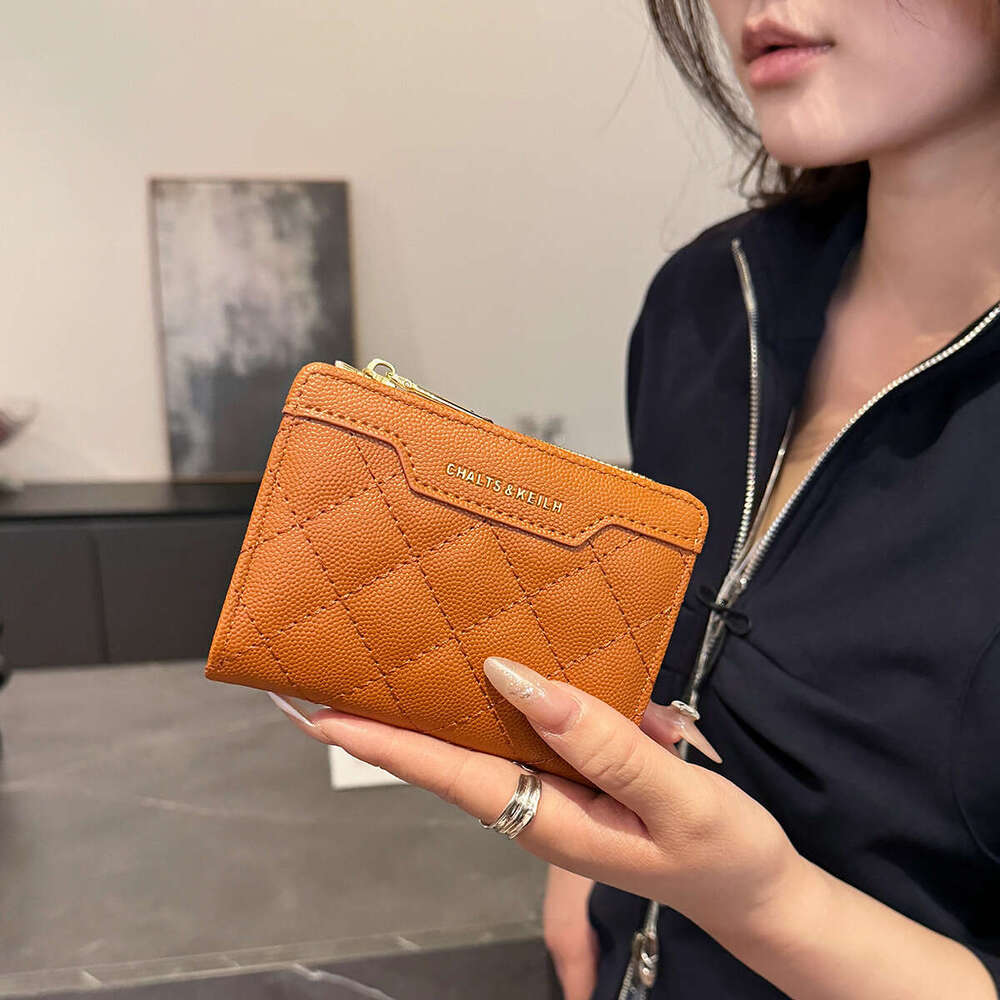 Fashion Women's Short Quilted Solid Color Multi-Card Slot Zipper Coin Purse Trendy Exquisite Wallet for Women