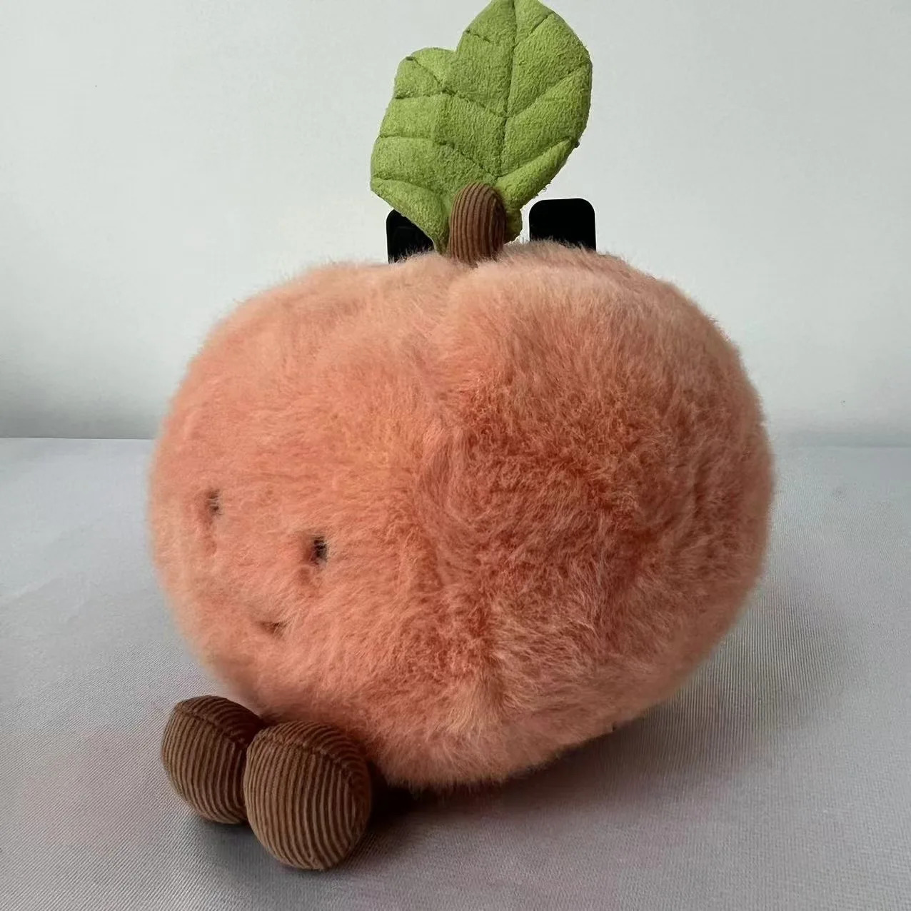 2025 Jelly Cat Peach Pear Cherry Plush Doll Smiling Face Fruit Series Home Bedroom Decoration Pet Interactive Toy Birthday Gift 250604
