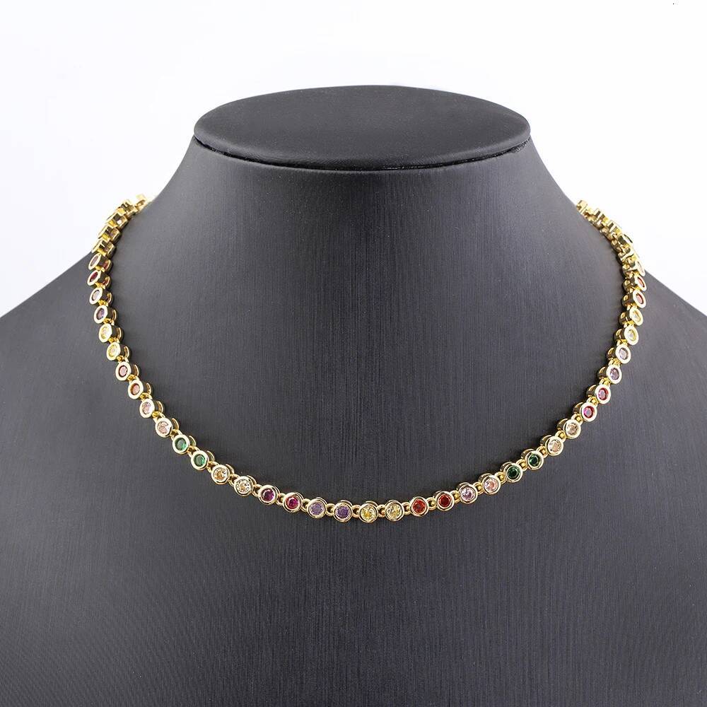 Nidin Ins Hot Sale Sexy Choker Iced Out Tennis Chain Necklace For Women Cubic Zircon Crystal Neck Accessories Jewelry