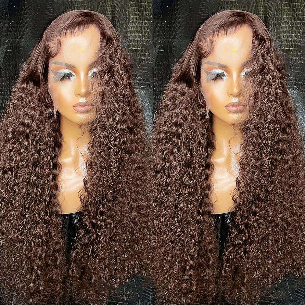 Curly Transparent Lace Front Wig Chocolate Brown 13x4 13x6 Brazilian Deep Wave Woman Wigs Human Hair Pre Plucked