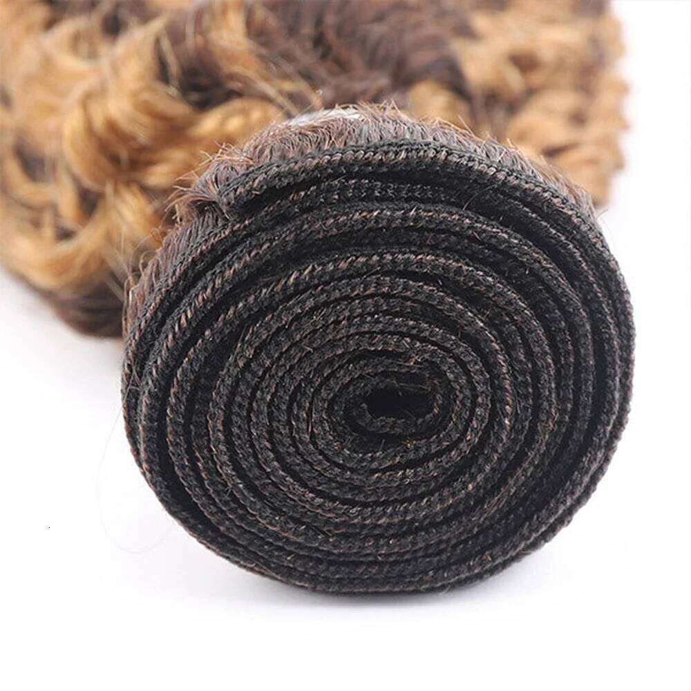 427 Highlight Human Bundles Honey Blonde With 13x4 Lace Closure Remy Hair Extention Brown Curly 18-36 Inch