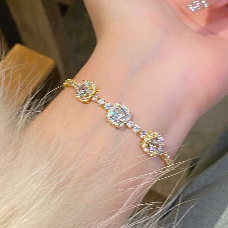 Gold Plated Zircon Square Adjustable Bracelet 2025 New Fashion Commuter Trendy Internet Celebrity Women's Jewelry