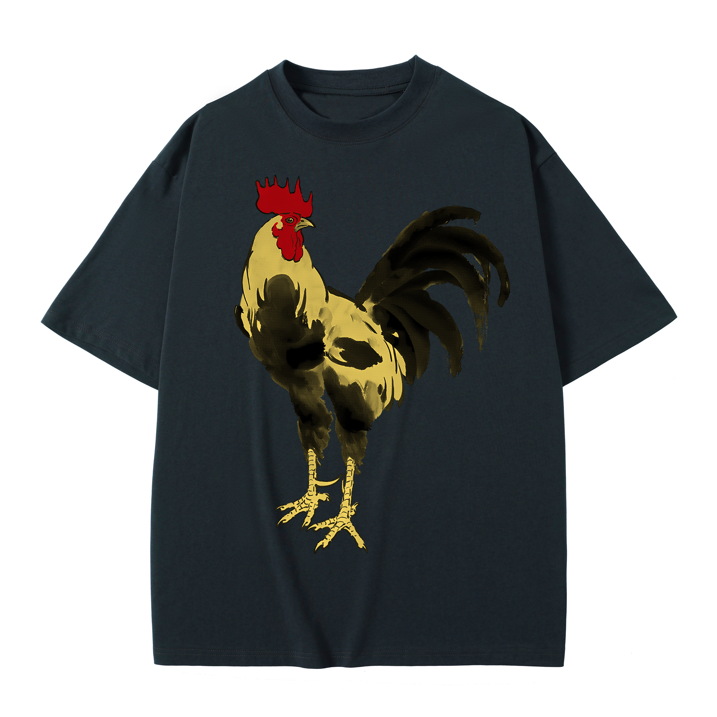 T-shirt men's top designer cotton T-shirt Silver the golden rooster short sleeved clothing high-quality fashionable T-shirt BROADTRUE