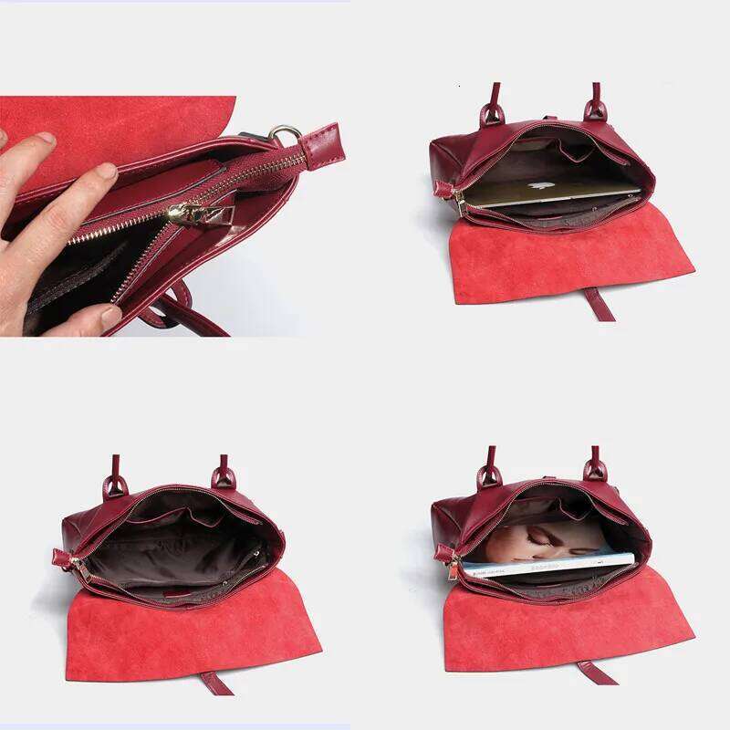 Genuine Leather Women Briefcase Business 14 Inch Laptop Handbags Female Crossbody Bag Ladies Computer Shoulder Messenger Bags