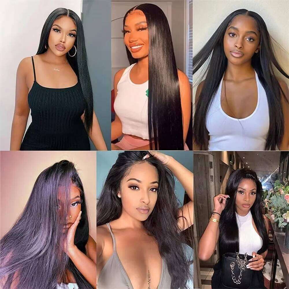 36 Inch 1B Wigs 13x6 HD Bone Straight Lace Frontal For Black Women 4x4 Closure Wig Human Hair Pre Cut