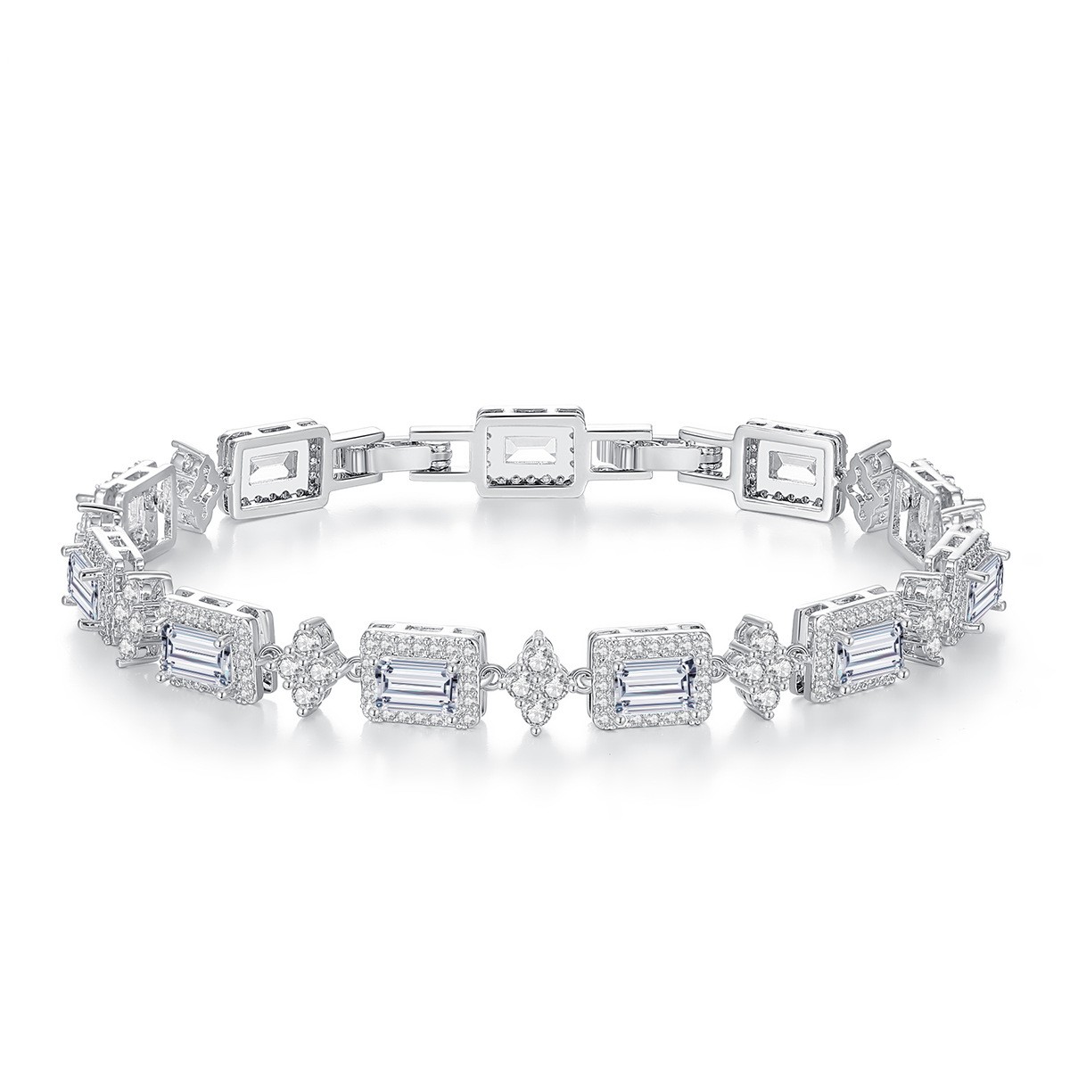 2025 Choucong Top Sell Wedding Bracelets Luxury Jewelry 18K White Gold Fill Princess Cut 5A Cubic Zircon CZ Diamond Gemstones Party Women Charm Bangle