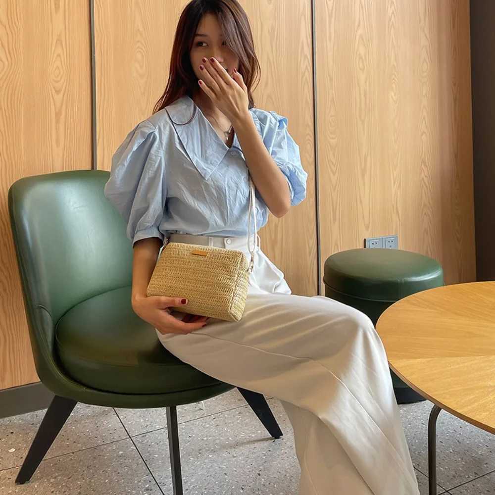 Casual Bohemian Style Straw Woven Bag Handbag Mobile Phone Bag Straw Bucket Bag Wallet Shoulder Bag Straw Crossbody Bag Summer XJ250604