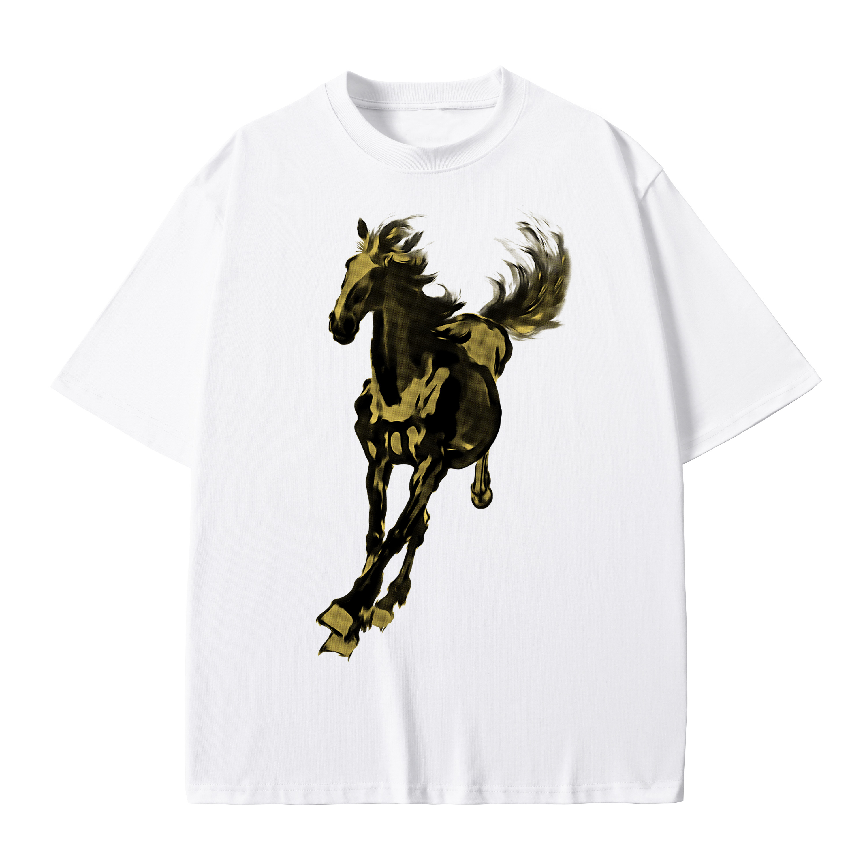 T-shirt men's top designer cotton T-shirt Silver the golden fine horse short sleeved clothing high-quality fashionable T-shirt BROADTRUE