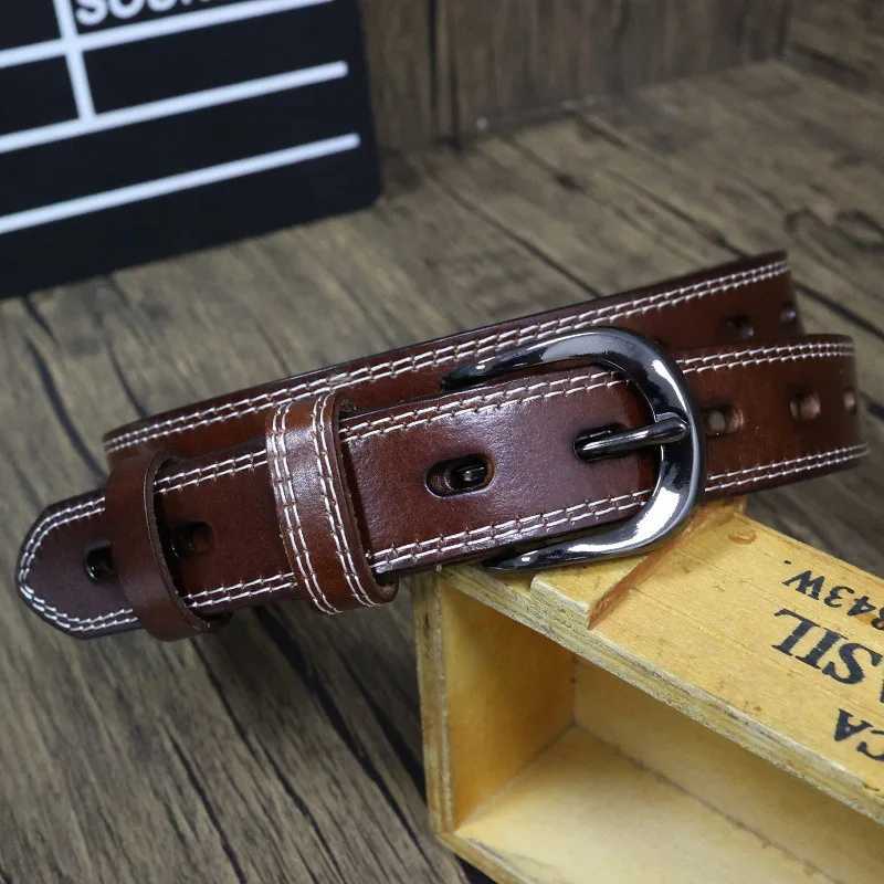 Belt for Women Simple Casual Versatile Hollow Leather Cowhide Belt W250604
