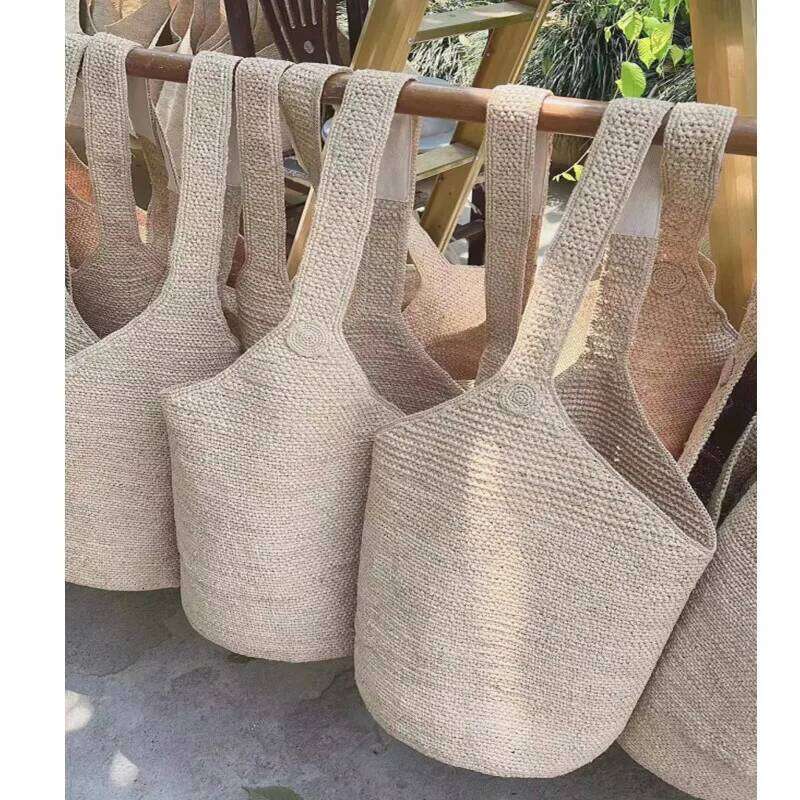 OLOEY Big Capacity Raffia Straw Seaside Holiday Travel Beach Bags Women Tropical Leather Hangbag Crochet Large ToteBag Reticule Chic