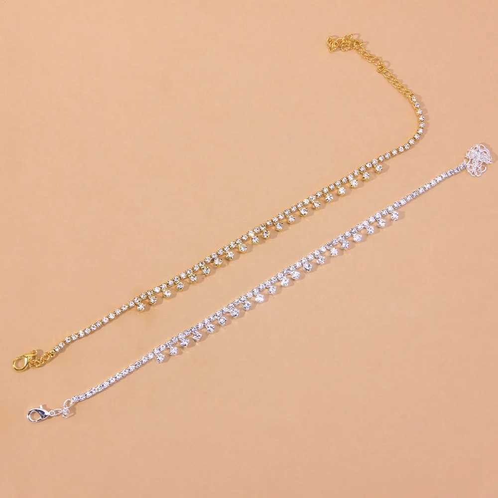 Stonefans Fashion Water Drop Anklet Rhinestone Foot Chain for Women Summer Beach Crystal Leg Ankle Bracelet Sandals Jewelry W250604