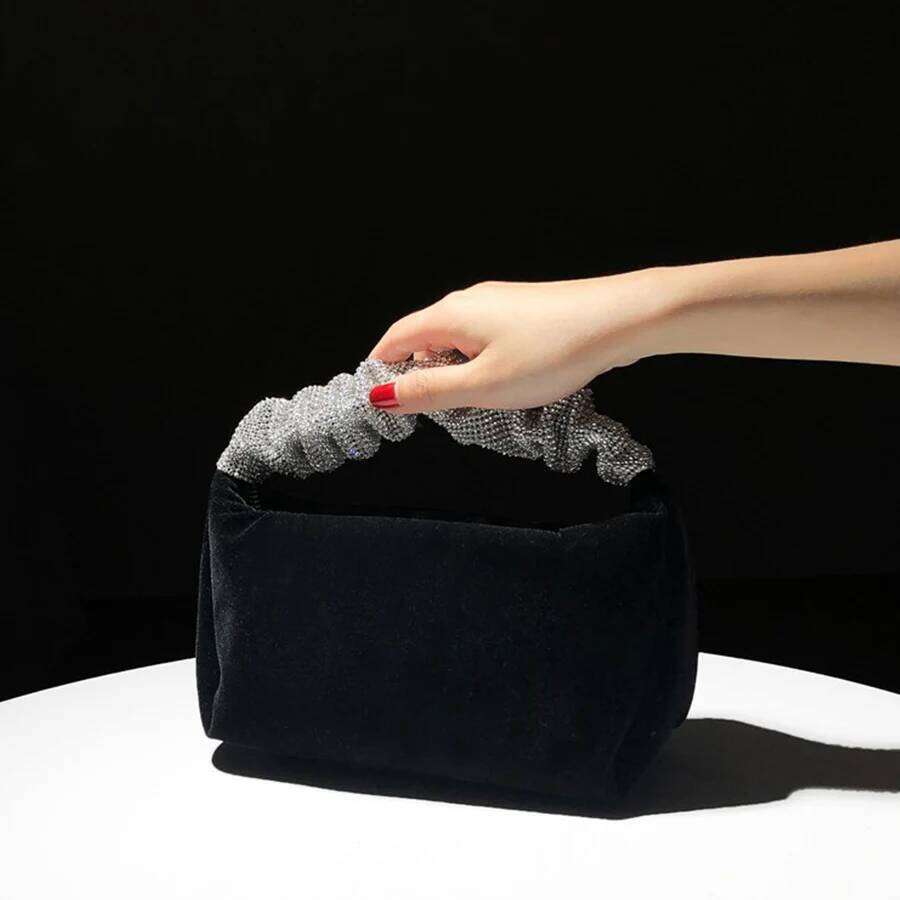 Women's Glitter Party Dinner Bag Dia Bridal Wedding Daily Clutches Veet Female Handbags Rhinestone Banquet Evening Purse